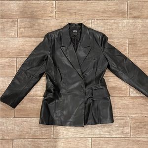 Zara Faux Leather Blazer